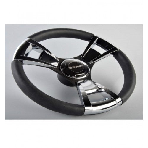 GUSSI MODEL 13 BLACK/CHROME STEERING WHEEL pt#W197-M13c