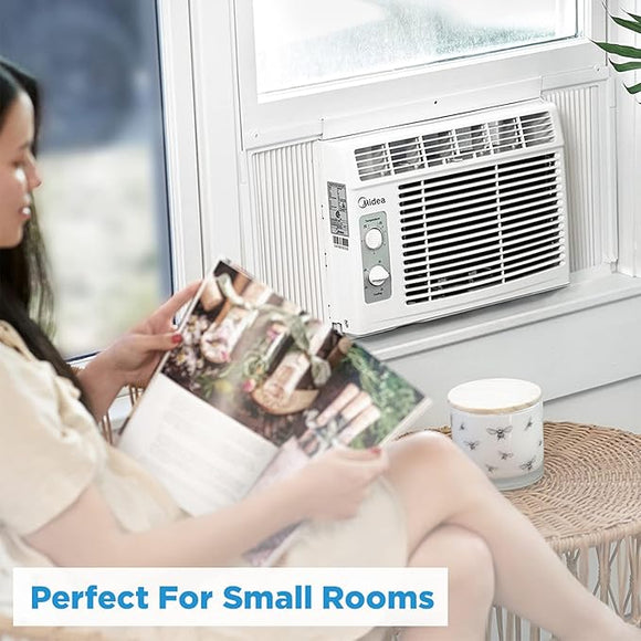 Midea 5,000 BTU EasyCool Small Window Air Conditioner - Cool up to 150 Sq. Ft. with Easy-to-Use Mechanical Controls and Reusable Filter,